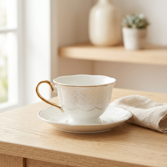 Tea Cup and Saucer Set - 6 Pcs